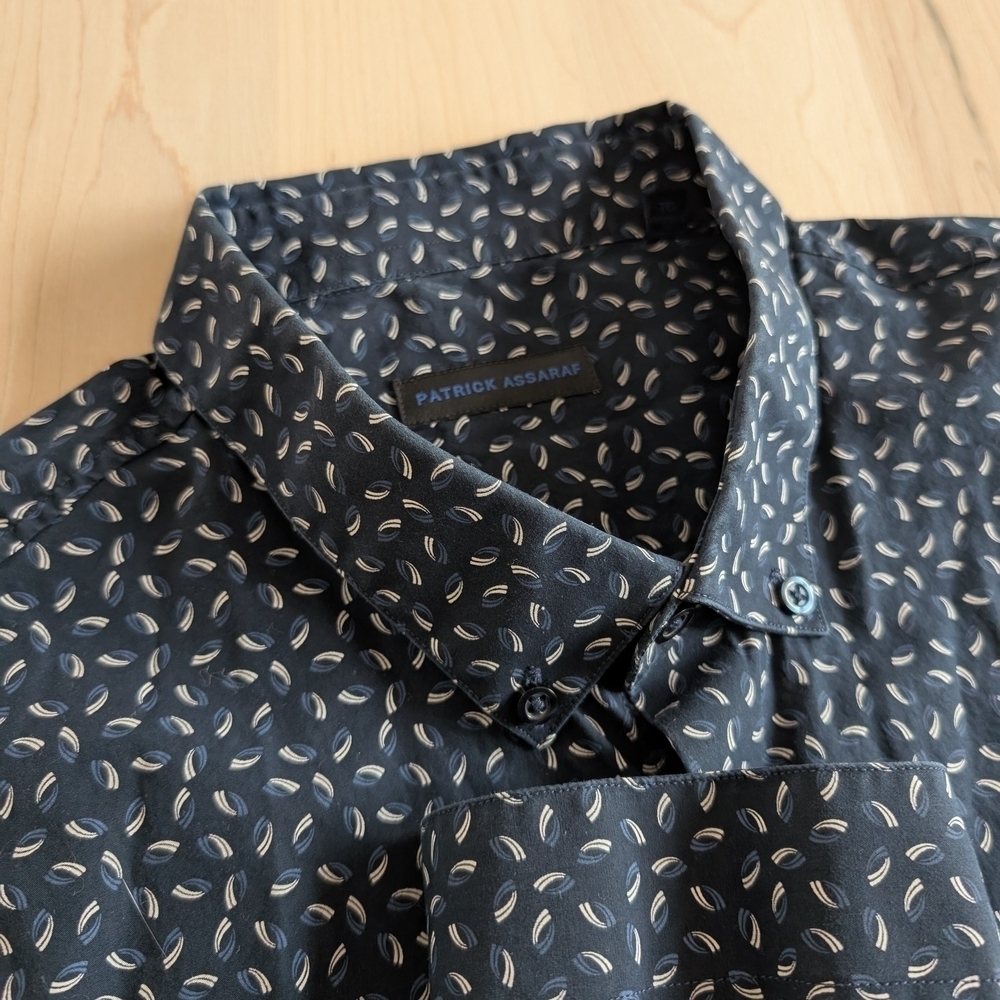 PATRICK ASSARAF Navy Patterned Shirt - Picture 9 of 13